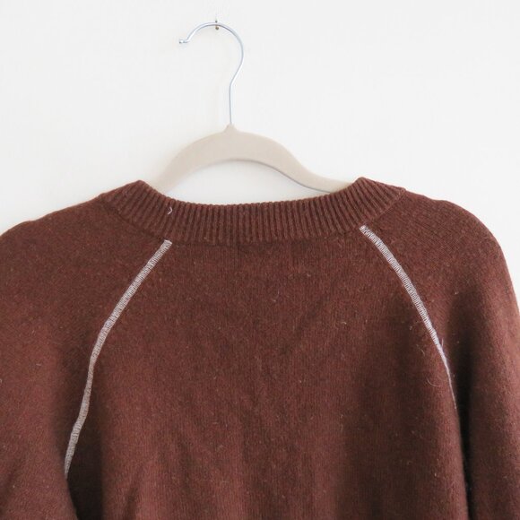 GANNI Wool Blend V Neck Sweater in Chocolate Brown Academia Preppy Quiet Luxury - Picture 8 of 12